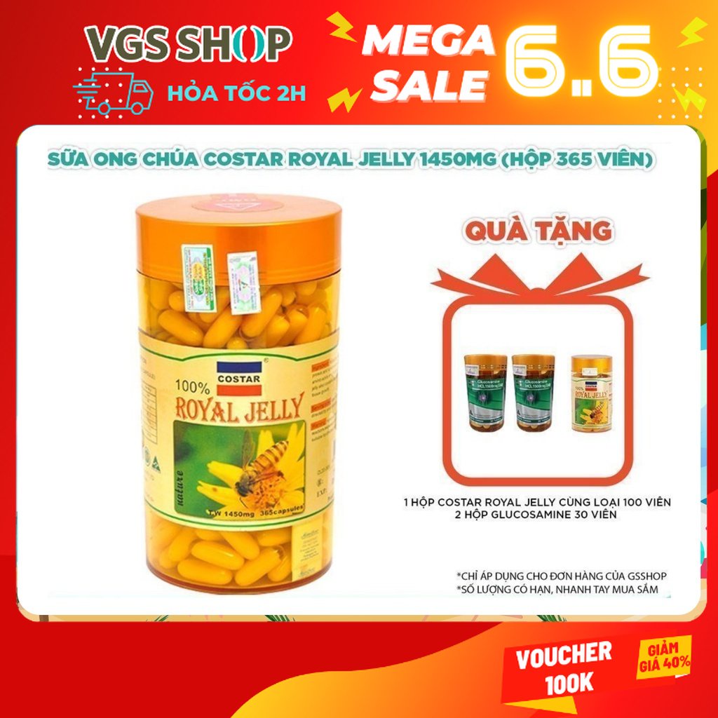 Sữa ong chúa COSTAR Royal Jelly 1450mg (Hộp 365 viên) kèm quà tặng