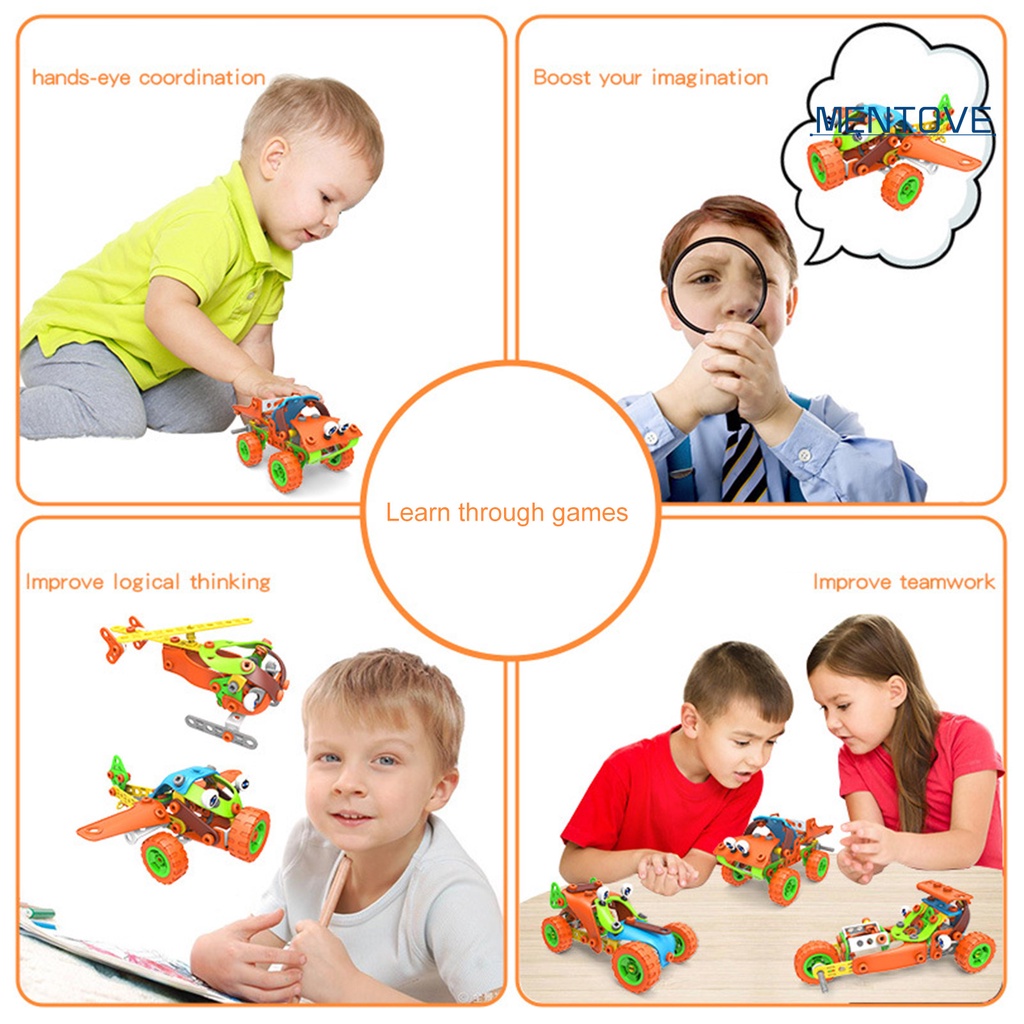 Đồ chơi trẻ em Lắp Ráp Xe 136 Mảnh Bằng Nhựa Đa Năng Cho Bé