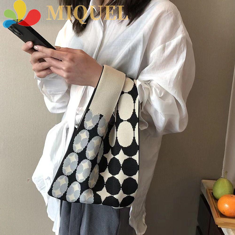 Miquel Túi Đựng Mỹ Phẩm Đeo Cổ Tay Đàn Hồi Họa Tiết Chấm Bi Phong Cách Hàn Quốc Cho Nữ