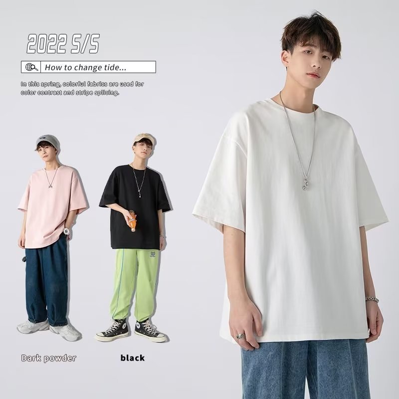 Áo Thun Cotton Tay Ngắn Màu Trơn Đơn Giản Nhanh Khô Thời Trang Hàn Quốc Cho Nam