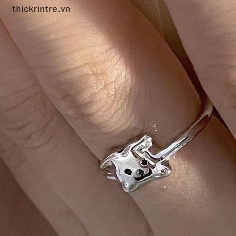 Nhẫn Hở Mạ Bạc Hình Cún Hoạt Hình Dễ Thương Có Thể Điều Chỉnh Cho Nữ