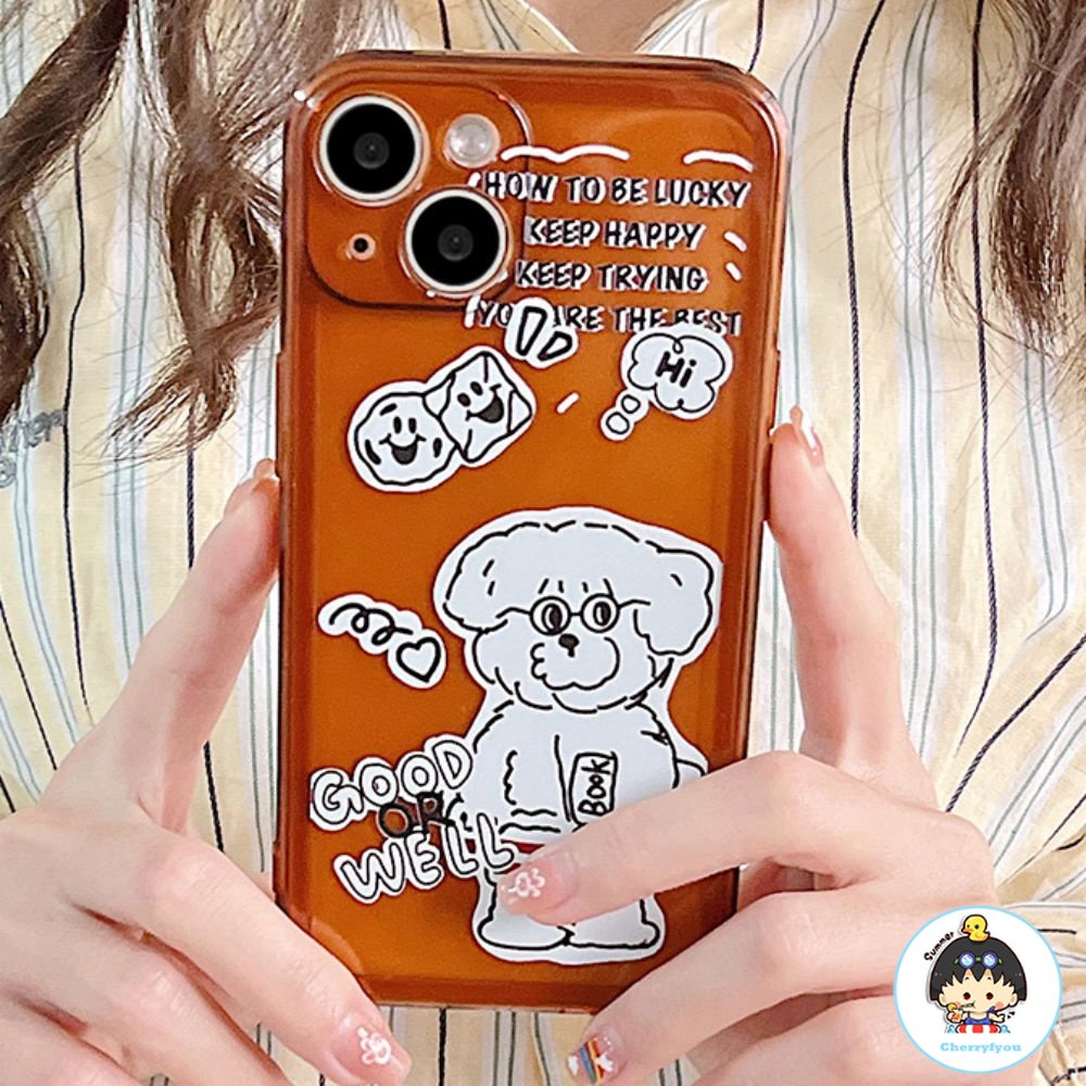Ốp Điện Thoại TPU Mềm Chống Sốc Chống Bụi Bẩn In Hình Cún Đeo Kính Cho IPhone 11 14 13 12 Pro Max XS XR 7 8 Plus