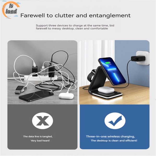 Đế Sạc Nhanh Không Dây 3 Trong 1 15w Có Nam Châm Cho Điện Thoại Di Động / Đồng Hồ