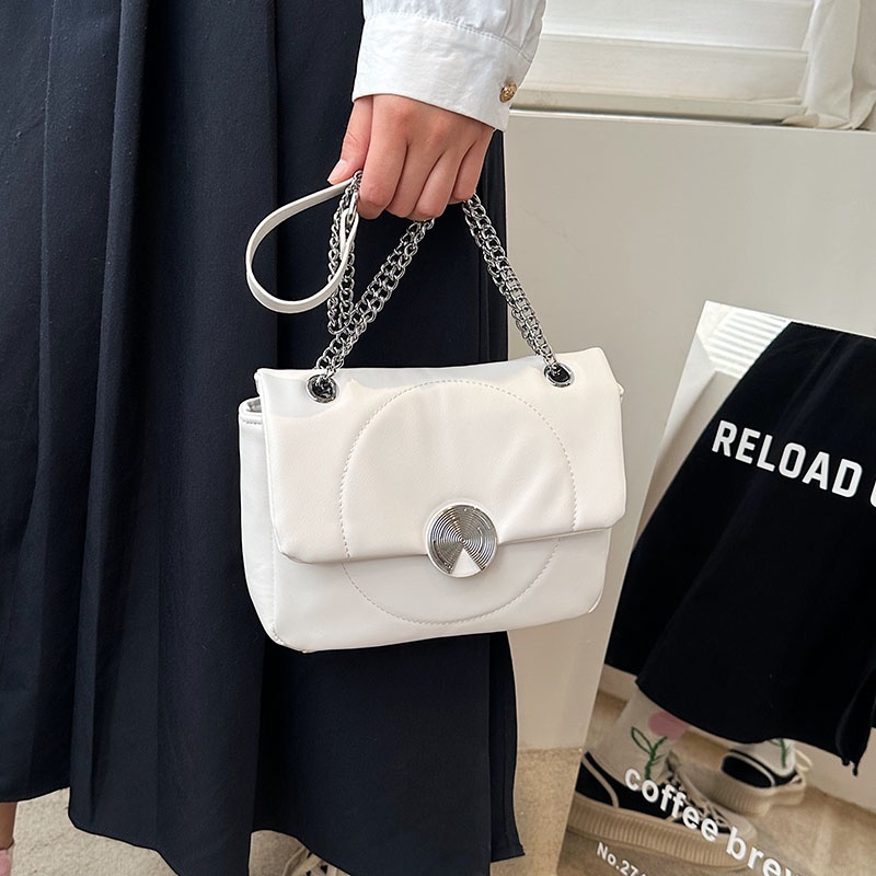 Túi Đeo Vai Dây Xích Có Khóa Tròn Phong Cách Hàn Quốc Chất Lượng Cao Cho Nữ