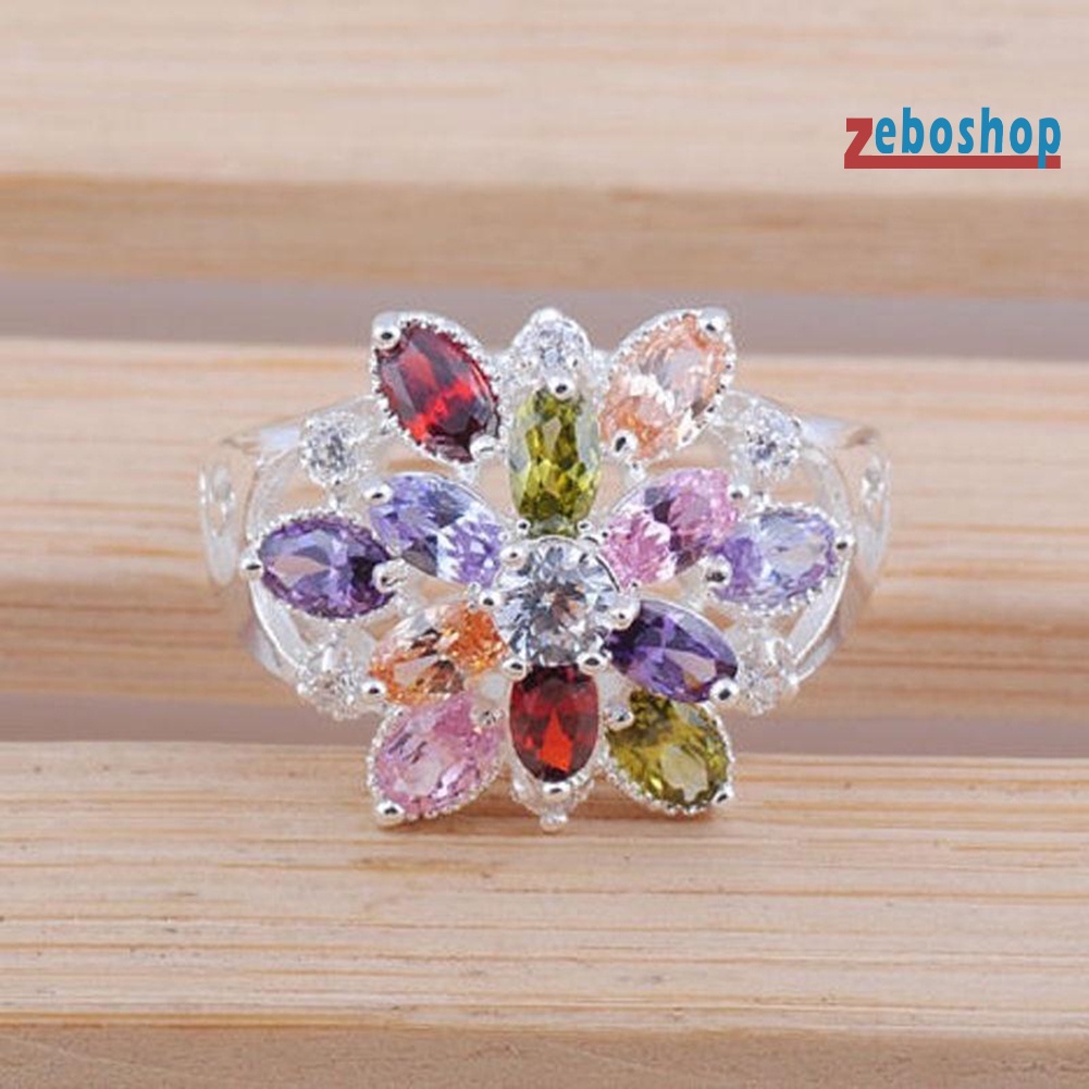 Nhẫn Đính Hôn Đính Đá Zircon Nhiều Màu Dành Cho Nữ