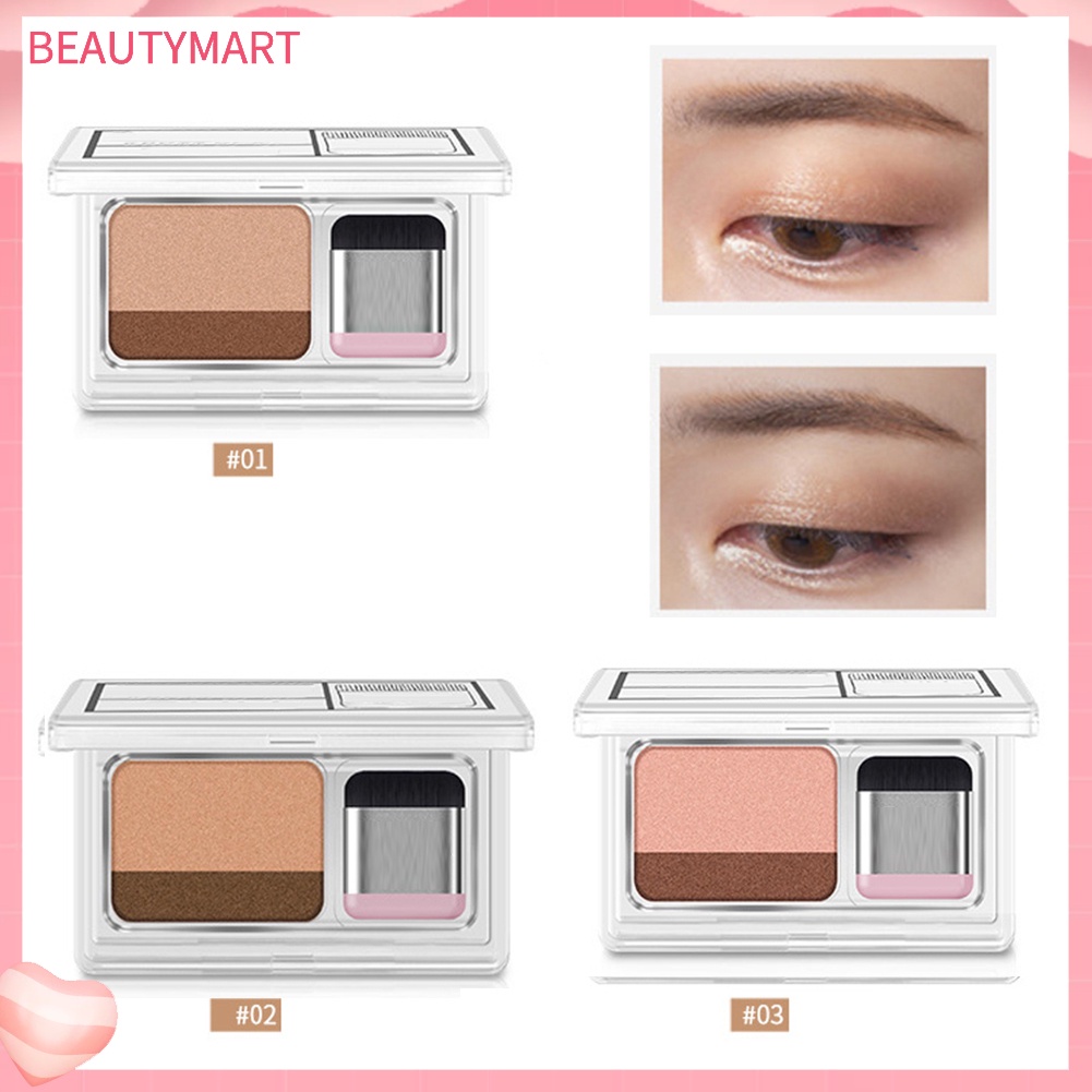 Bảng Phấn Mắt beautymart Hai Màu Lâu Trôi Chống Thấm Nước Màu Sắc Lung Linh Kèm Cọ