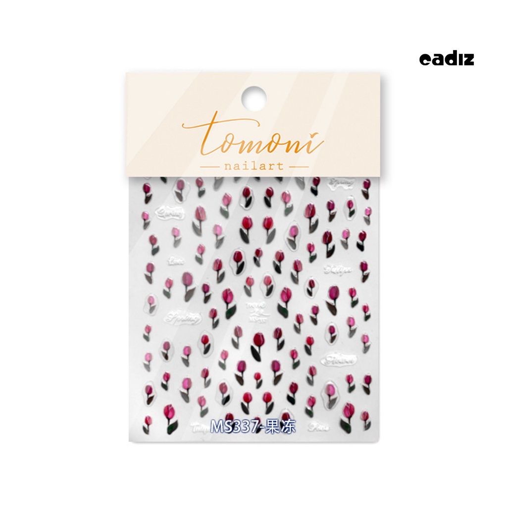 Đề Can Dán Móng Tay Tự Dính Không Phai Màu Họa Tiết Hoa Tulip Trái Tim Trang Trí Nghệ Thuật