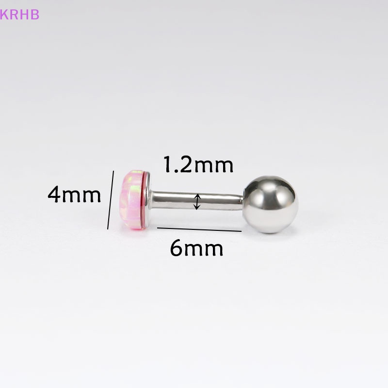 1 Khuyên Tai Dạng Xoắn Ốc 4mm Bằng Thép Titan Đính Đá Opal Mới