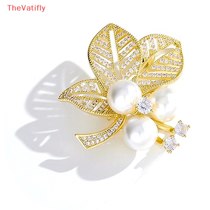 Trâm Cài Áo Hình Chiếc Lá Đính Ngọc Trai Giả Màu Vàng Thời Trang Phong Cách Hàn Quốc