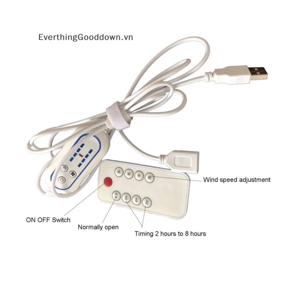 Everthinggooddown Quạt Trần 6 Lá USB Có Điều Khiển Từ Xa Hẹn Giờ 4 Bước vn