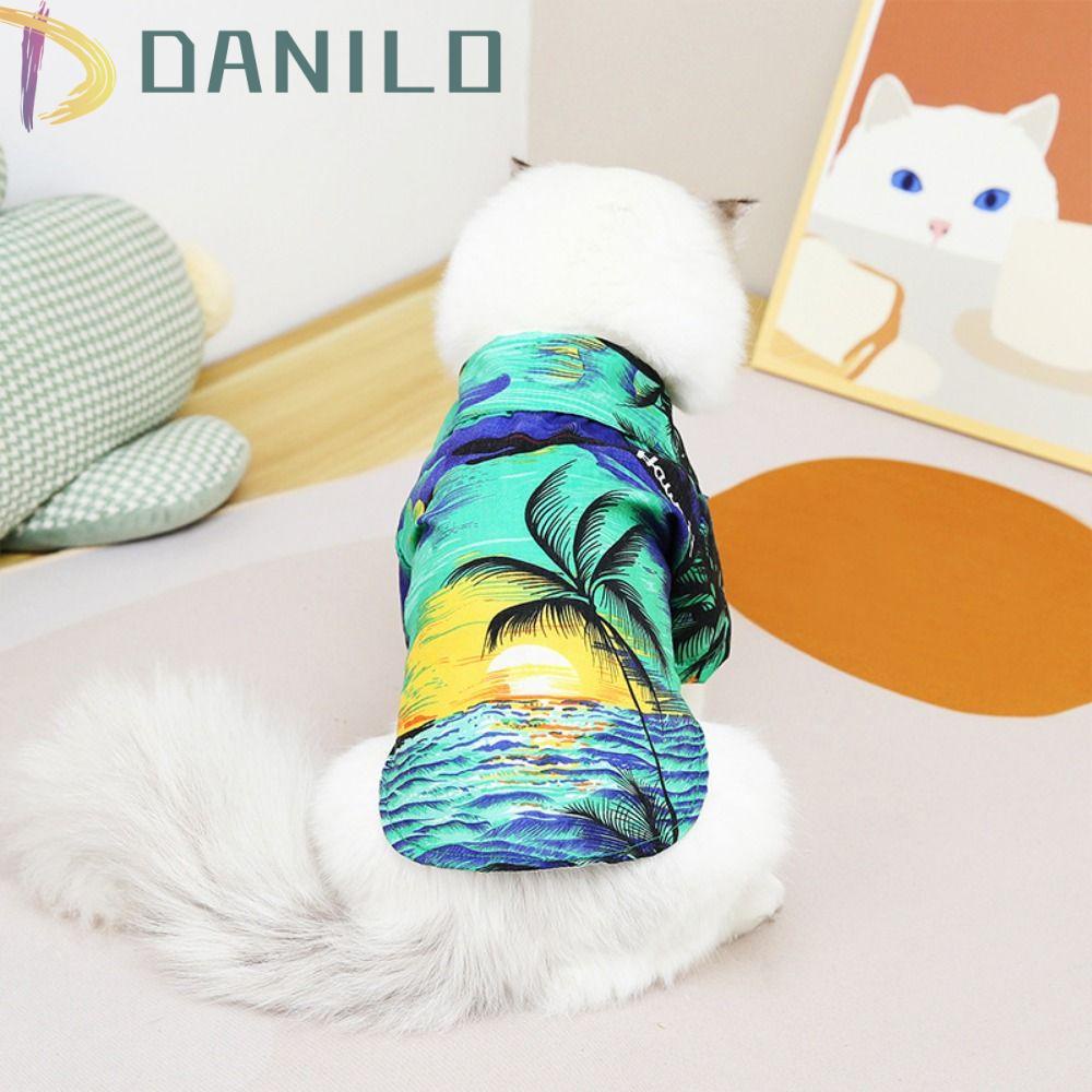 Áo Thun Tay Ngắn Chất Liệu Polyester Thoáng Khí In Họa Tiết Hoa Hawaii 2023 Cho Cún Cưng