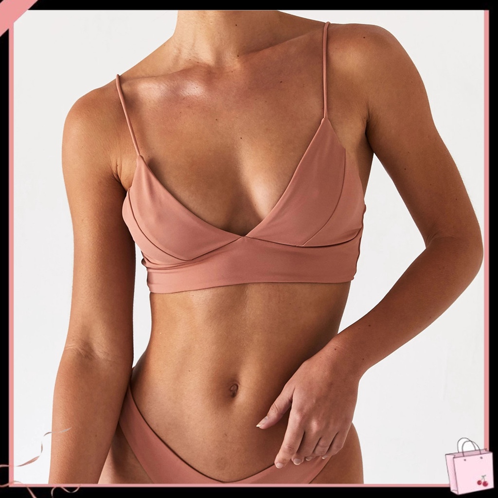 Bộ Đồ Bơi Bikini Hai Mảnh Lưng Cao Có Mút Đệm Quyến Rũ Dành Cho Nữ