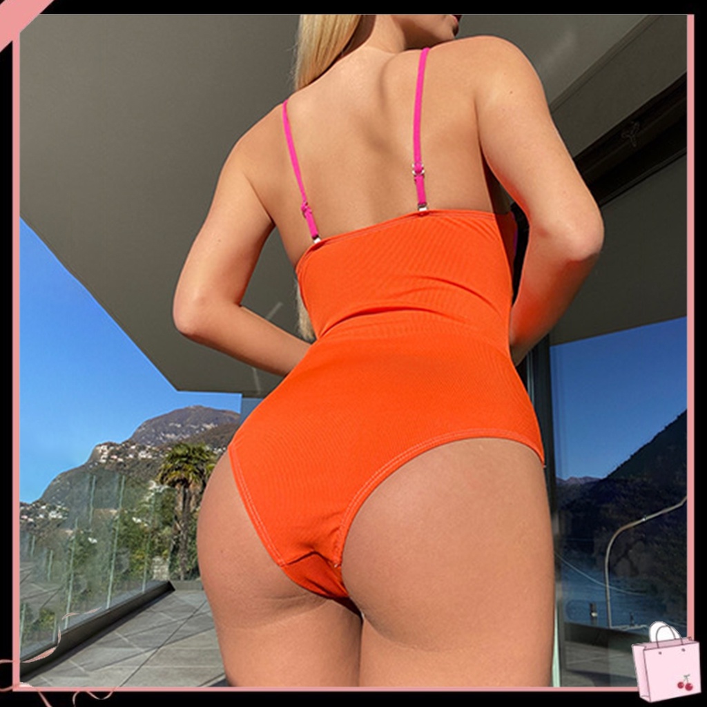 {Soltweter} Đồ Bơi Một Mảnh Thiết Kế Hai Dây Khoét Rỗng Có Gân Đi Biển Cho Nữ