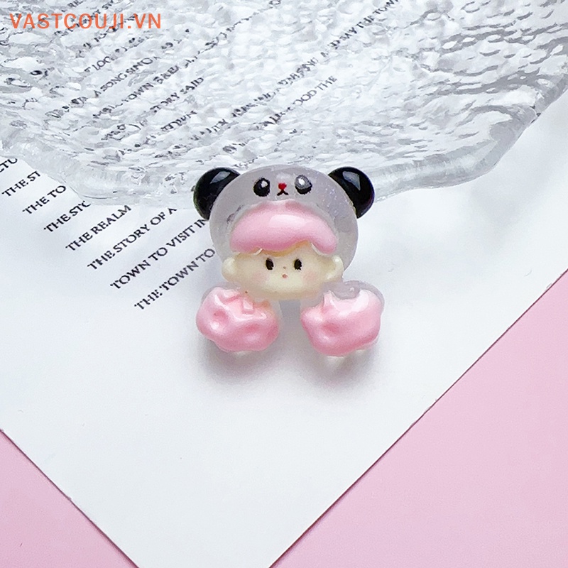 SANRIO Bộ 5 Kẹp Tóc Hình Ly Bắp Rangji Mini Bằng Resin Dạ Quang DIY