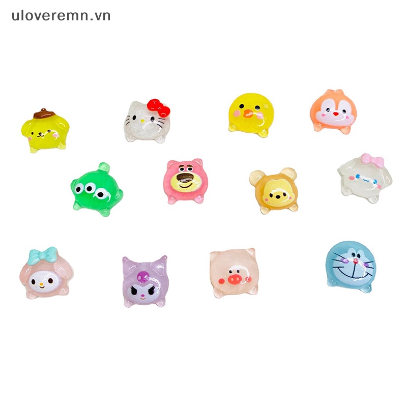 Set 5 Thẻ Đồ Chơi Mini Bằng Nhựa Phát Quang Hình Hoạt Hình Dễ Thương Trang Trí Điện Thoại