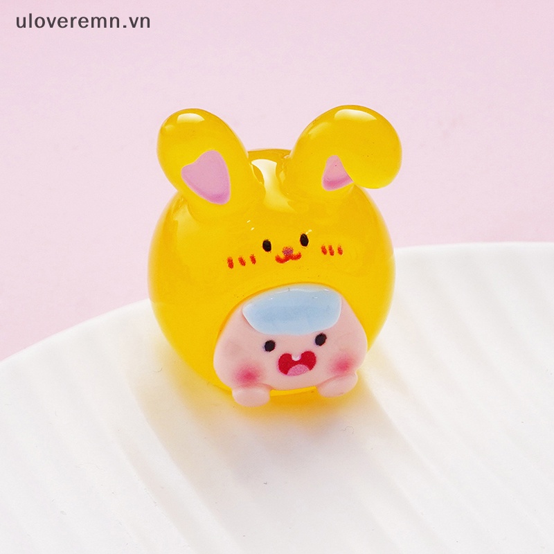 Set 2 Tượng Thỏ Hoạt Hình Mini Bằng Nhựa Phát Quang Trang Trí Tiểu Cảnh