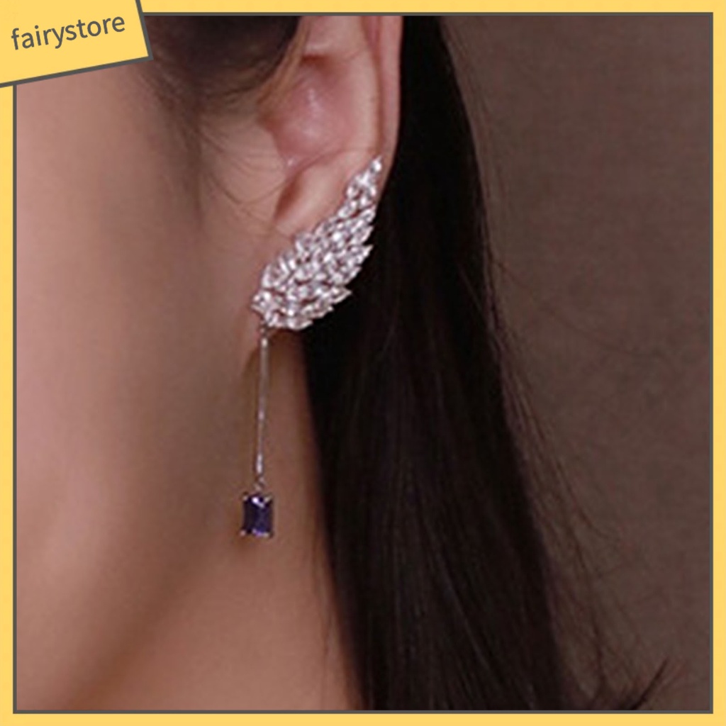 Bông Tai Hình Đôi Cánh Bất Đối Xứng Màu Sáng Tinh Tế Thời Trang Dự Tiệc