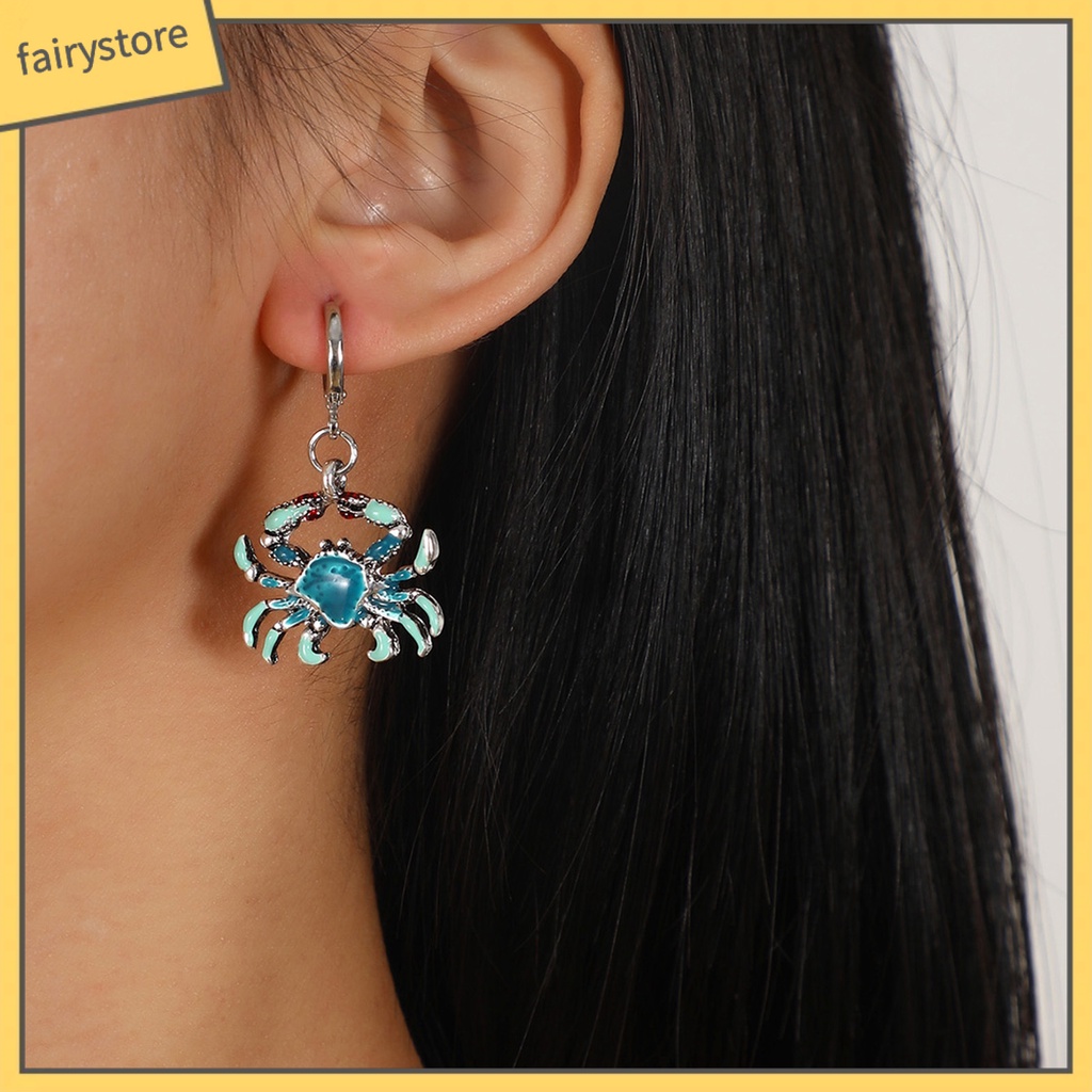 1 Đôi Bông Tai Hình Con Cua Bằng Kim Loại Bóng Đẹp Mắt Dành Cho Nữ