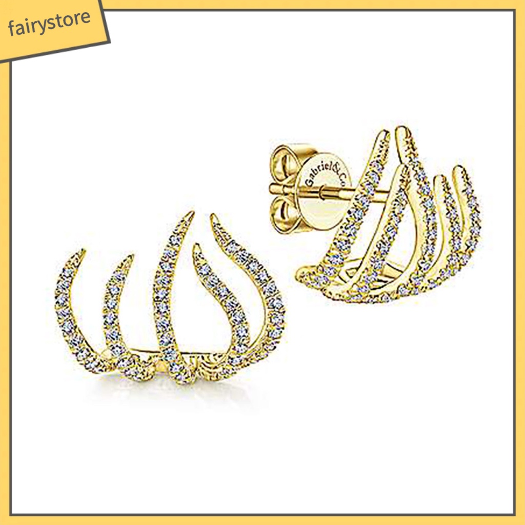 1 Đôi Bông Tai Hình Móng Vuốt Mạ Điện Sáng Bóng Dành Cho Nữ