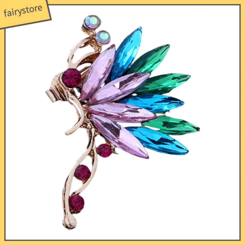 1 Khuyên Kẹp Vành Tai Hình Bướm Đính Pha Lê Giả Nhiều Màu Sắc Lấp Lánh Cho Cô Dâu