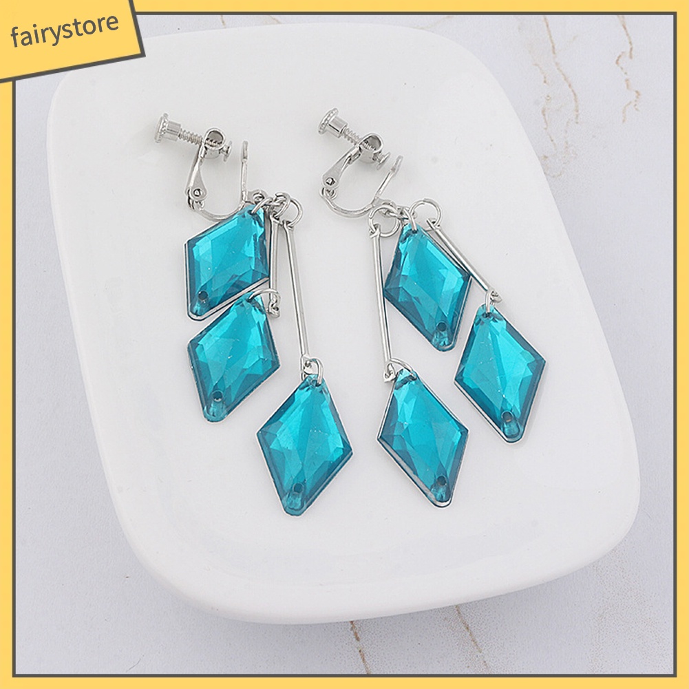 Bông Tai Dạng Kẹp Hình Học Bằng Acrylic Màu Xanh Dương Thời Trang Cho Nữ