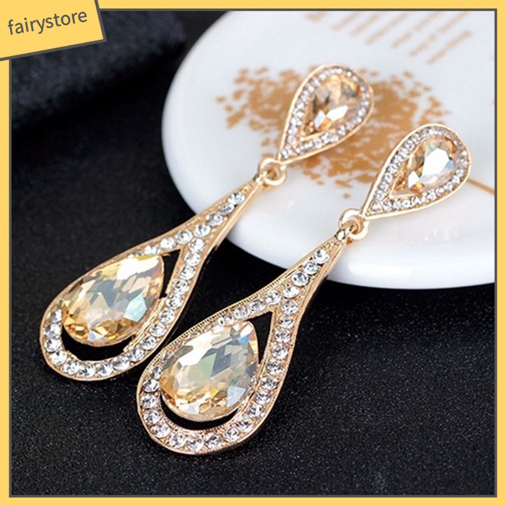 Bông Tai Hình Giọt Nước Đính Đá Giả Thời Trang Dành Cho Nữ