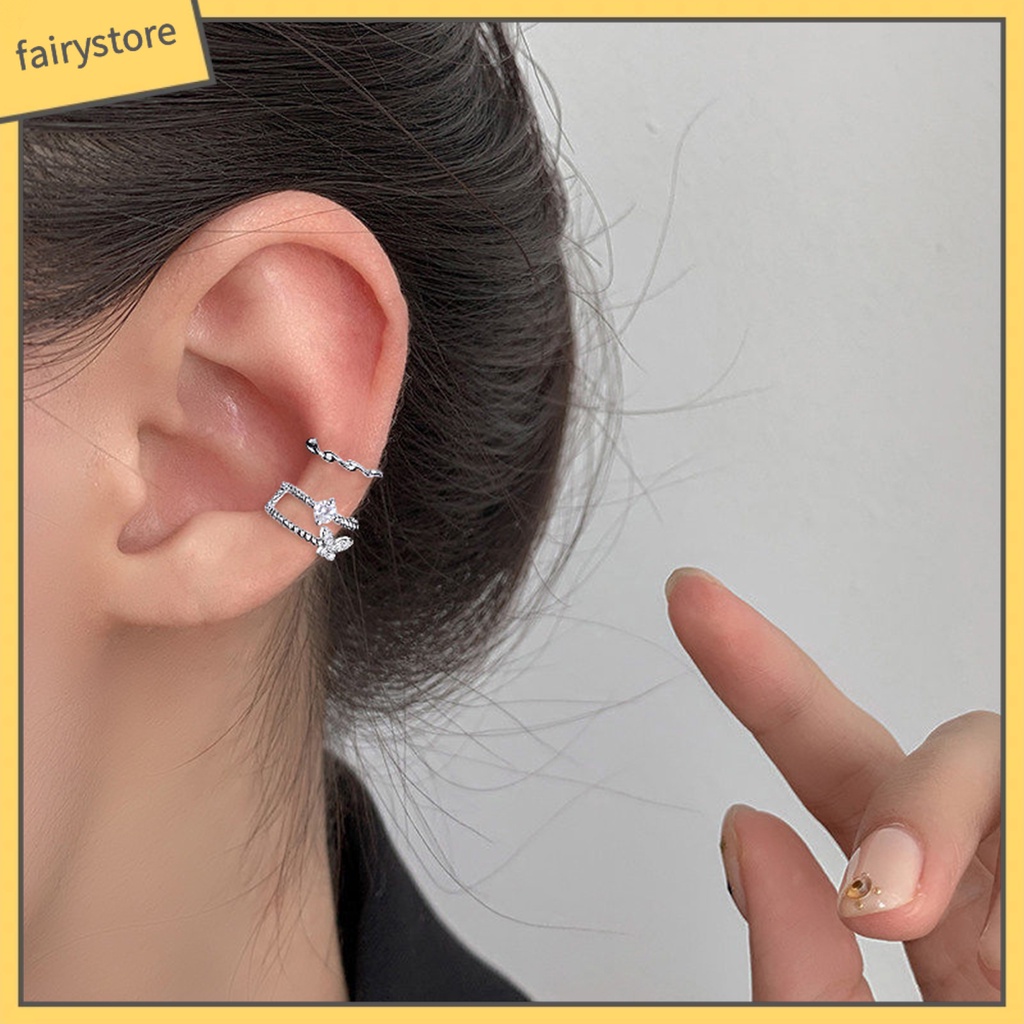 1 Khuyên Kẹp Vành Tai Hình Bướm Lấp Lánh Thời Trang Cho Nữ