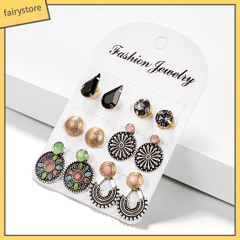 Set 6 Đôi Khuyên Tai Thời Trang Cho Nữ