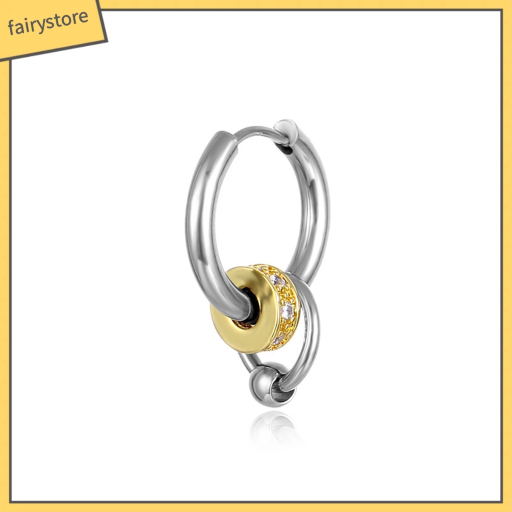 1 Khuyên Tai Thép Titan Nhiều Lớp Phong Cách Hip Hop Đơn Giản Thời Trang Cho Nam