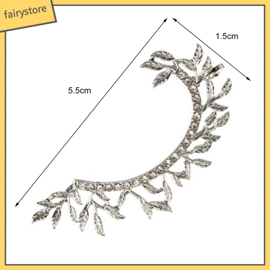 1 Bông Tai Kẹp Hình Chiếc Lá Đính Đá Lấp Lánh Dùng Làm Quà Sinh Nhật