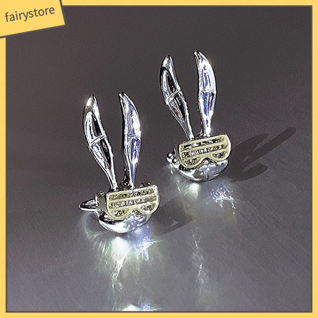 1 Đôi Khuyên Kẹp Vành Tai / Kính Mát Hình Thỏ Phong Cách Hip Hop Punk Thời Trang