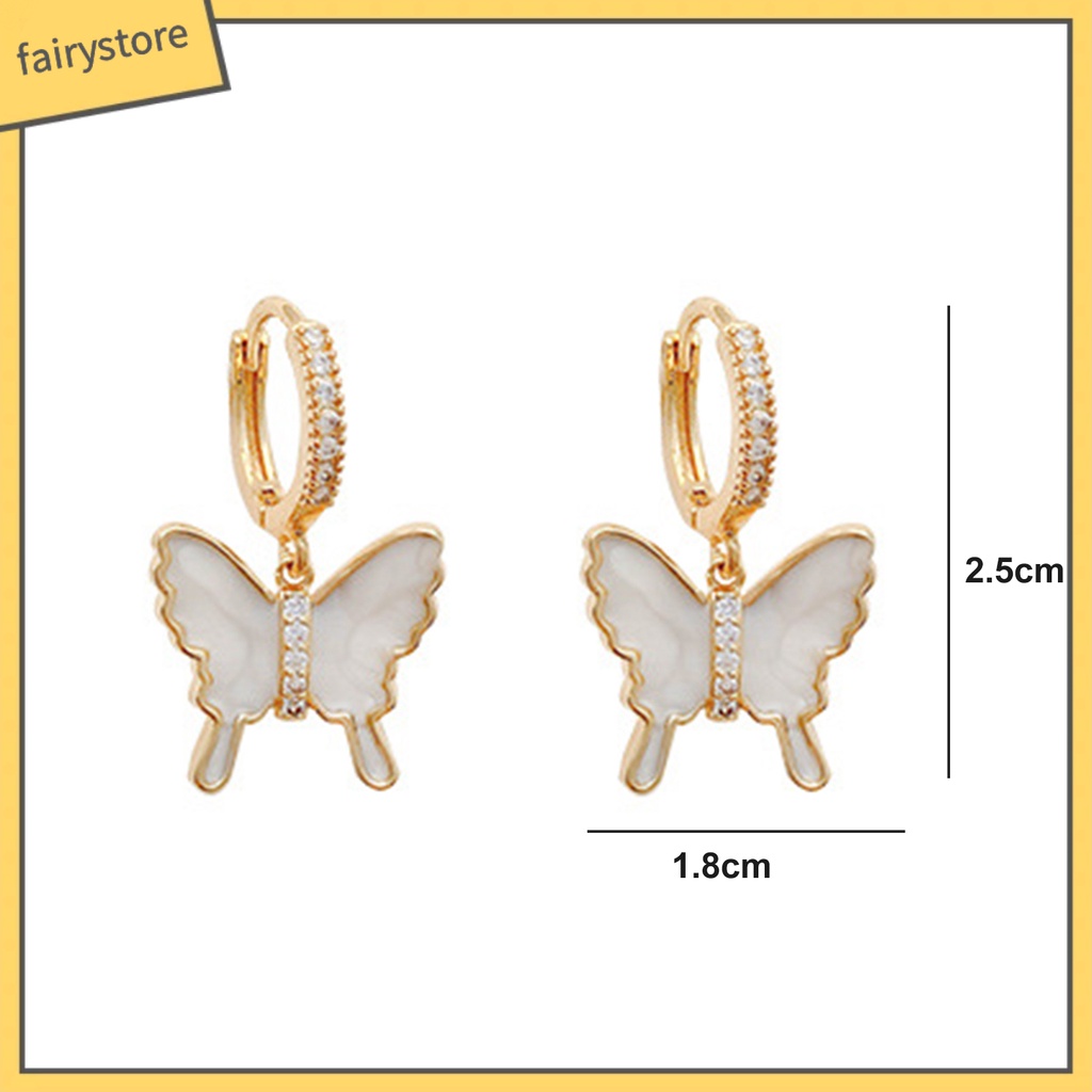 1 Đôi Bông Tai Hình Bướm Đính Đá Zircon Không Gây Dị Ứng Phong Cách Retro Thời Trang Dành Cho Nữ