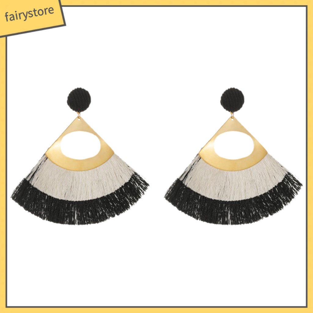 1 Đôi Bông Tai Hình Vỏ Sò Đính Tua Rua Phong Cách Bohemian Thời Trang