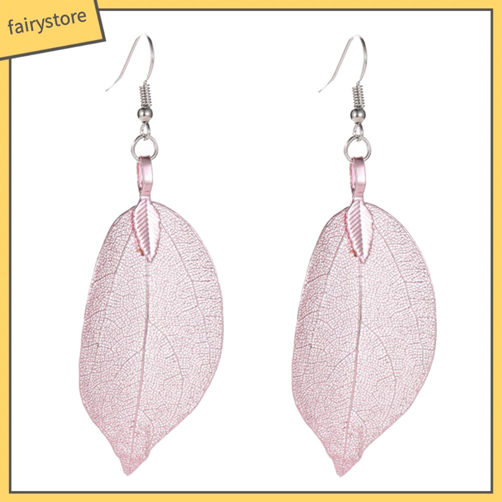 Bông Tai Hình Chiếc Lá Thiết Kế Đục Lỗ Phong Cách Cổ Điển Thời Trang Cho Nữ