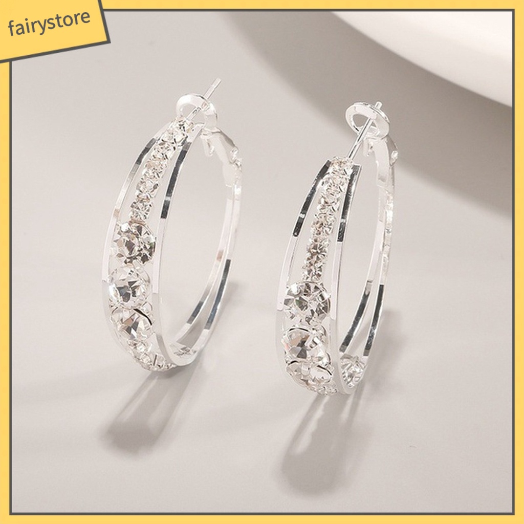 Bông Tai Tròn Đính Đá Lấp Lánh Quyến Rũ Dành Cho Nữ