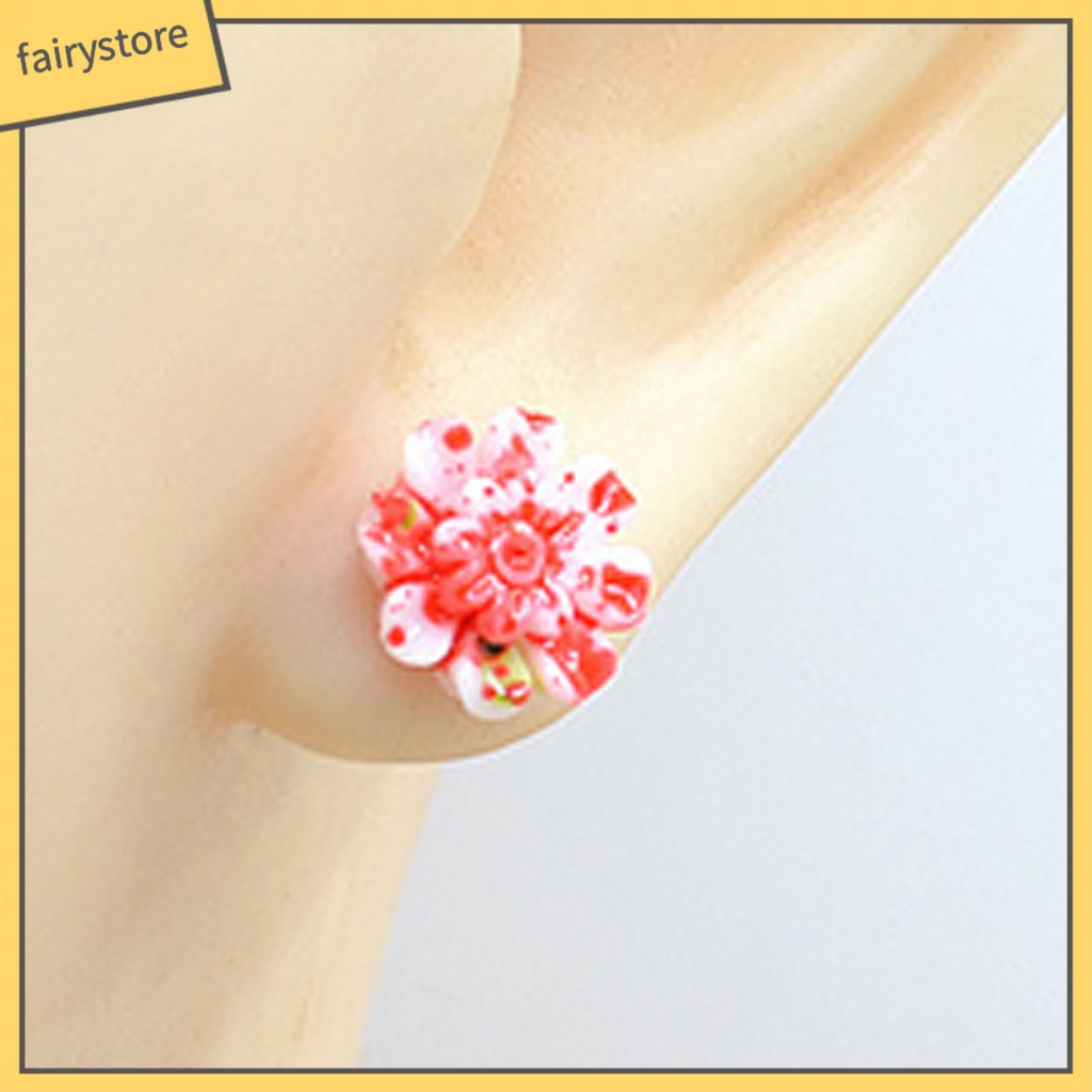 Set 6 Đôi Bông Tai Mini Bằng Resin Nhiều Màu Dễ Thương