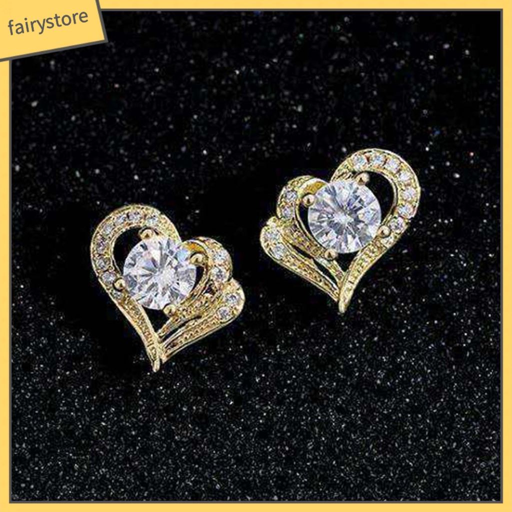 1 Đôi Bông Tai Hình Trái Tim Bằng Hợp Kim Thời Trang Dành Cho Nữ