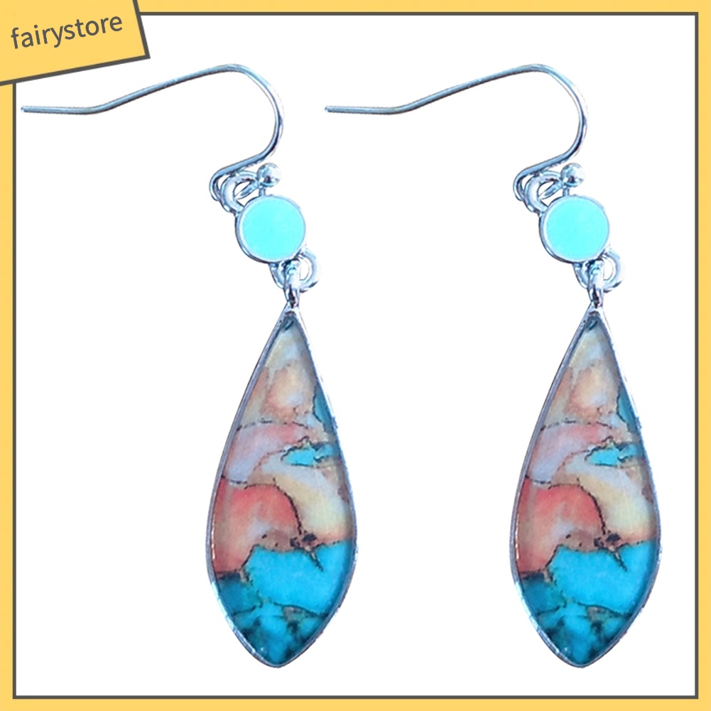 Bông Tai Hình Giọt Nước Nhiều Màu Sắc Phong Cách Vintage Dành Cho Nữ