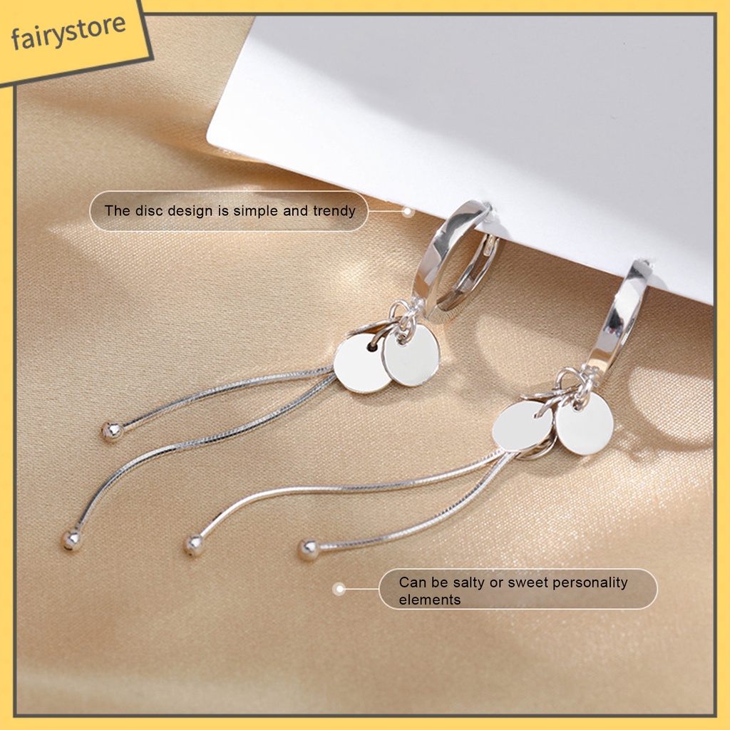 [FRO] 1 Đôi Bông Tai Thả Tròn Dáng Dài Phối Tua Rua Sang Trọng Cho Cuộc Sống Hàng Ngày