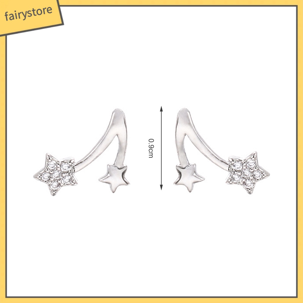 1 Đôi Bông Tai Hình Ngôi Sao Năm Cánh Đính Đá Màu Sắc Ngọt Ngào