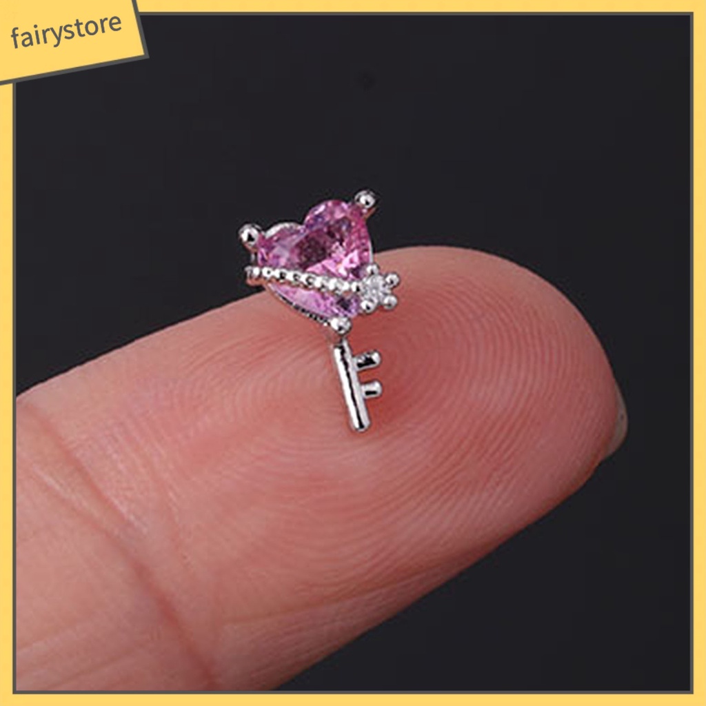 1 Bông Tai Hình Trái Tim Mini Đính Đá Lấp Lánh Cho Nữ