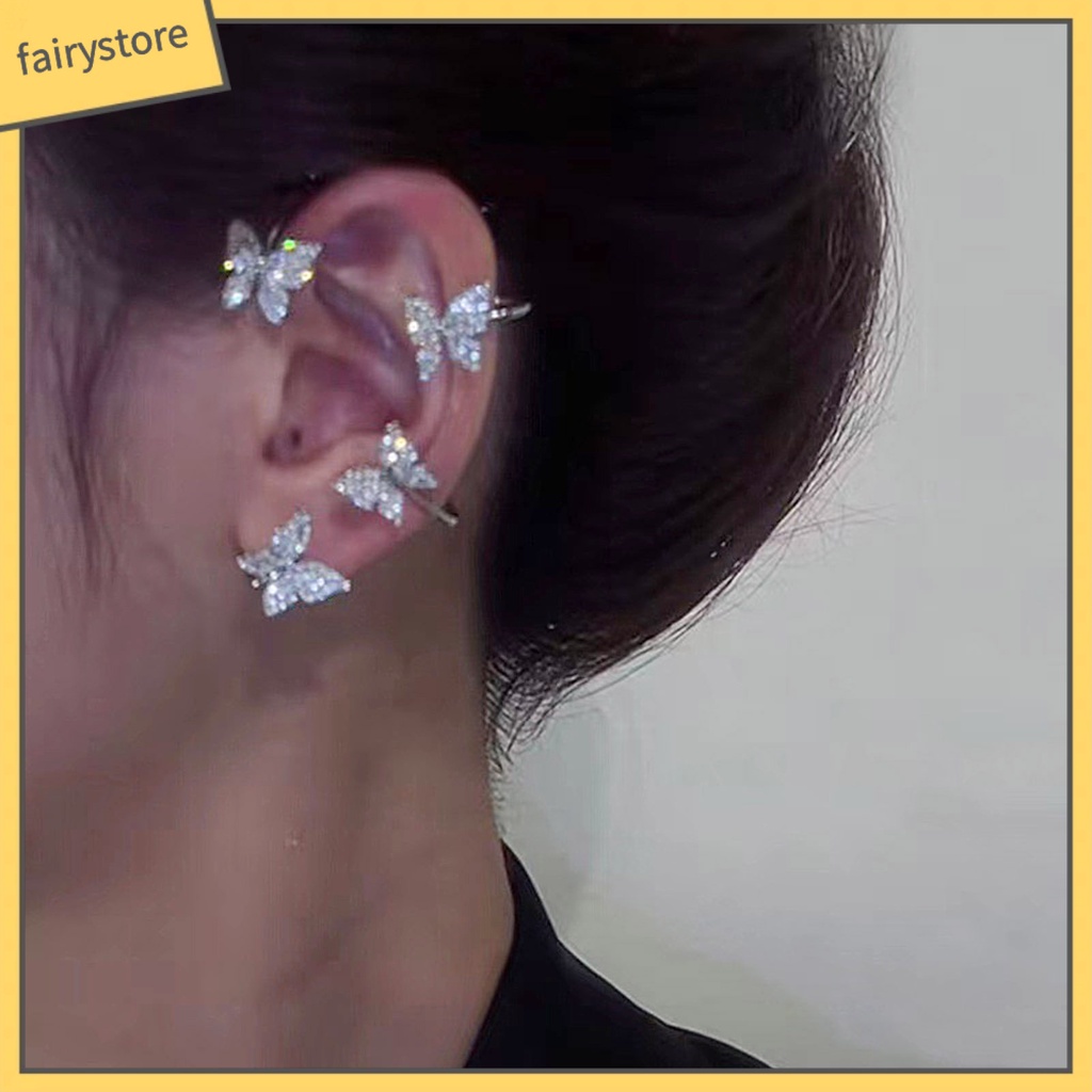 1 Chiếc Bông Tai Kẹp Hình Bướm Đính Đá Tinh Tế Cho Đám Cưới