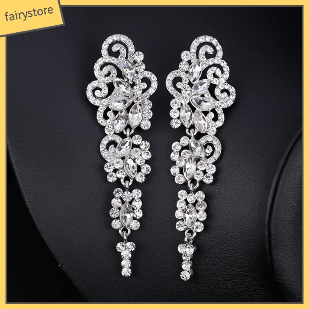 Bông Tai Dáng Dài Đính Đá Thời Trang Cho Nữ