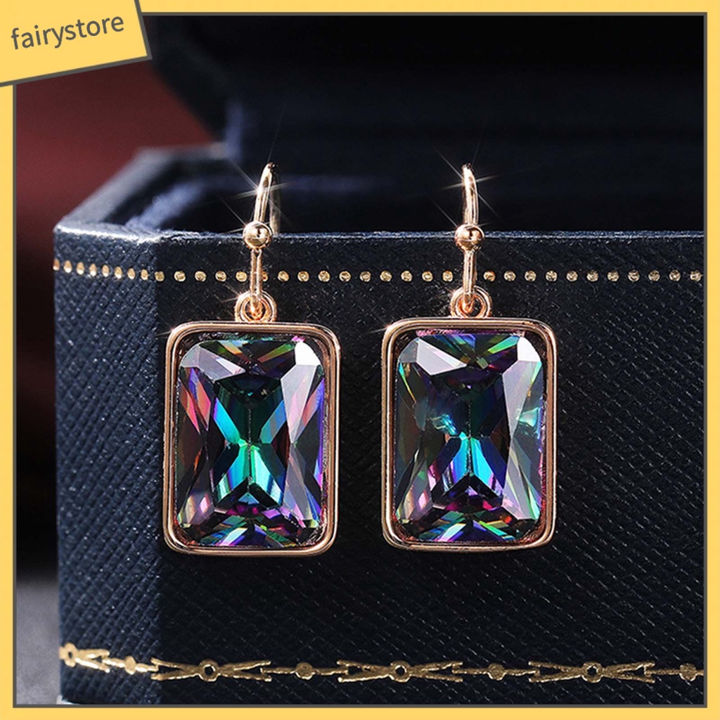 1 Đôi Bông Tai Hình Giọt Nước Đính Đá Zircon Nhiều Màu Sang Trọng