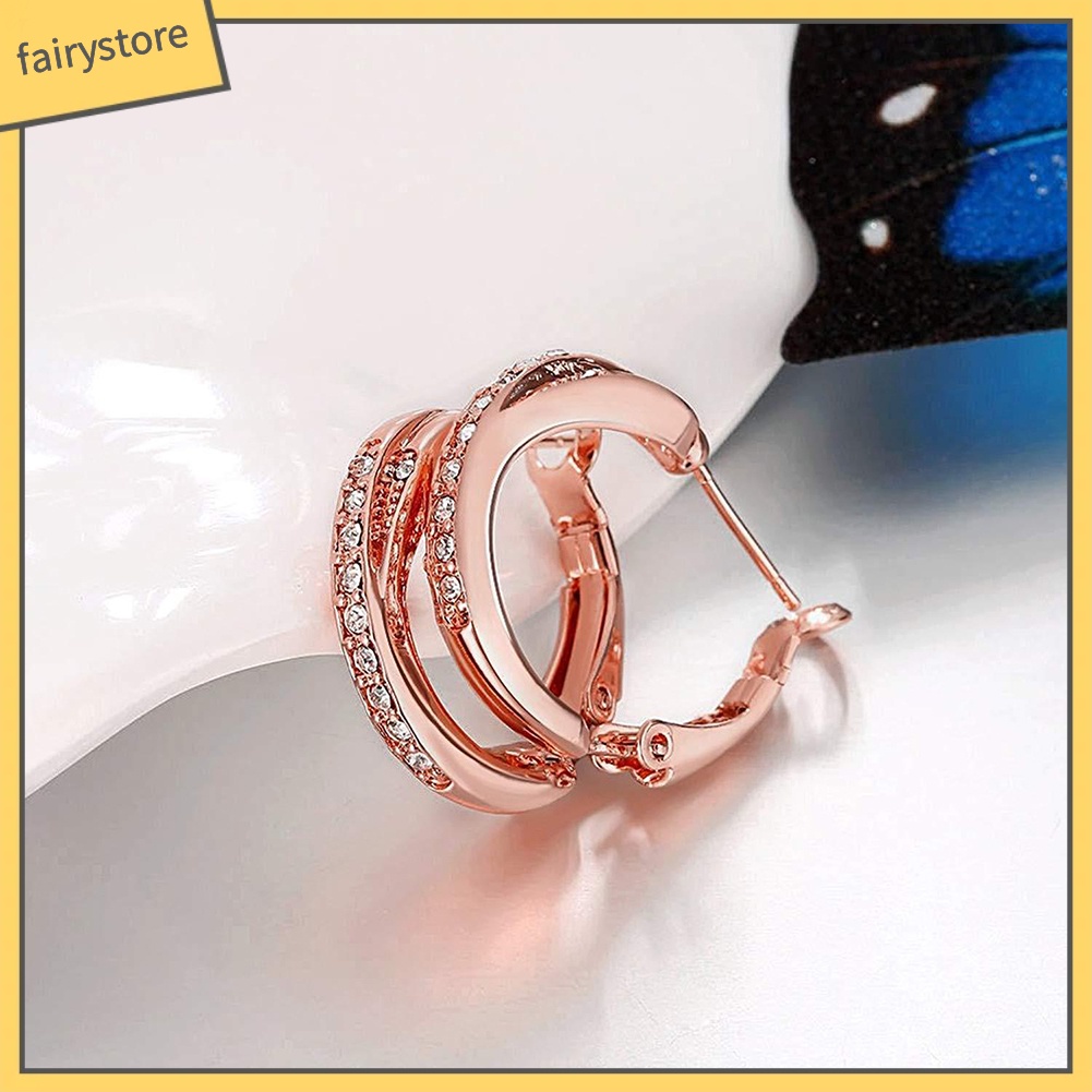 Bông Tai Tròn Đính Đá Lấp Lánh Thời Trang Thanh Lịch Dành Cho Nữ