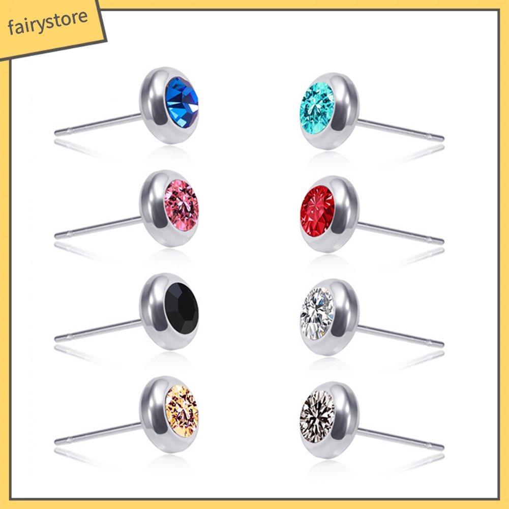 Bông Tai Helix Bằng Thép Không Gỉ Đính Kim Cương Giả Unisex