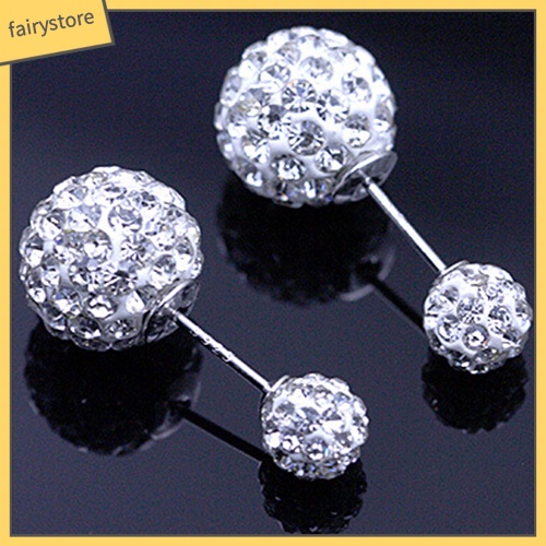 Bông Tai Mạ Bạc Đính Đá Hai Công Dụng Dành Cho Nữ