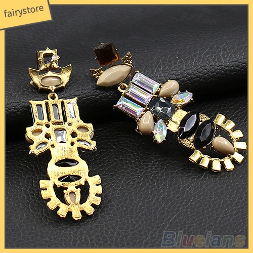 Bông Tai Dáng Dài Đính Đá Phong Cách Retro Cho Nữ