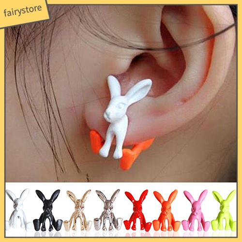 1 Khuyên Tai Hợp Kim Hình Thỏ 3D Dễ Thương