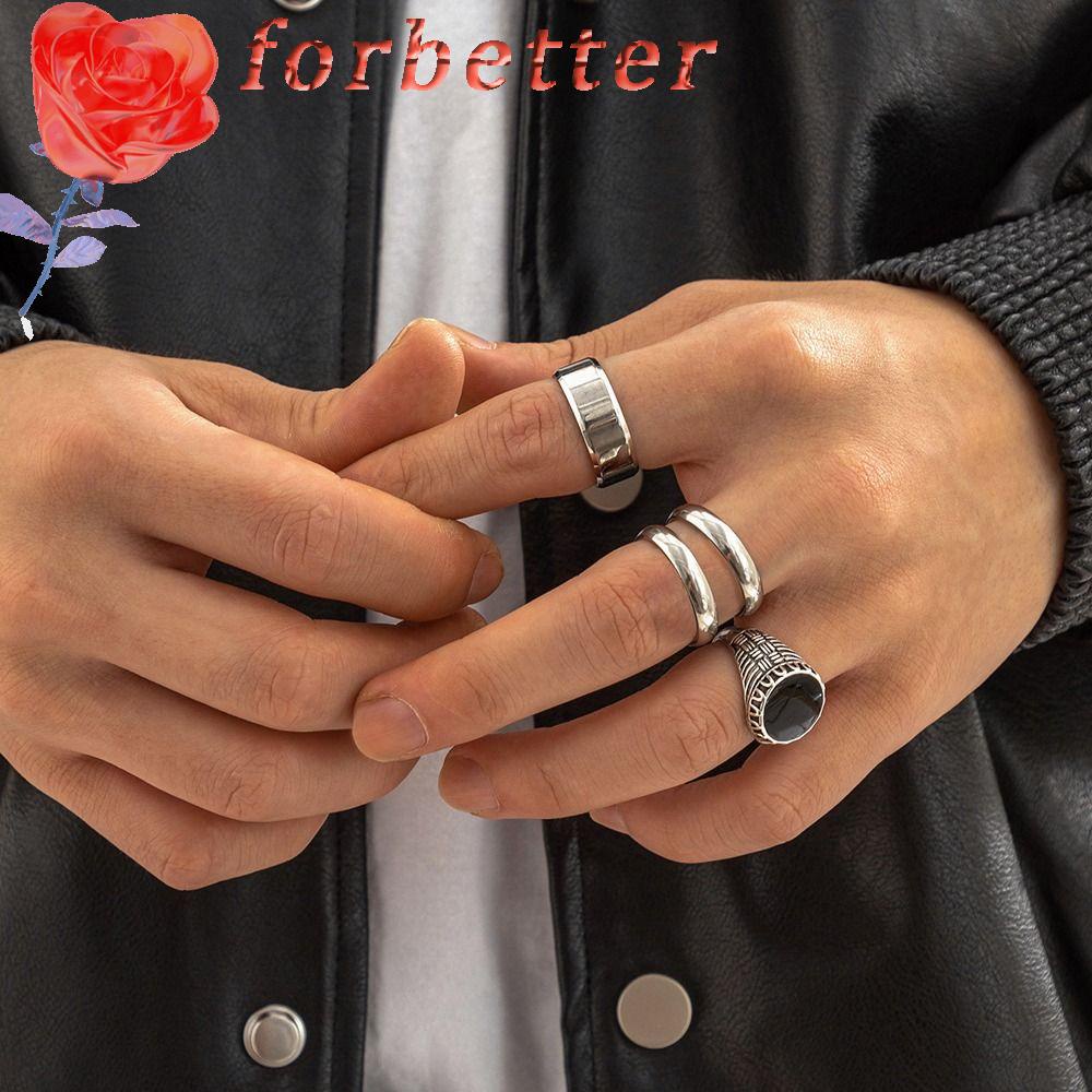 Nhẫn Thép Titan Khắc Chữ Đơn Giản Tinh Tế Phong Cách Hàn Quốc Cho Nam